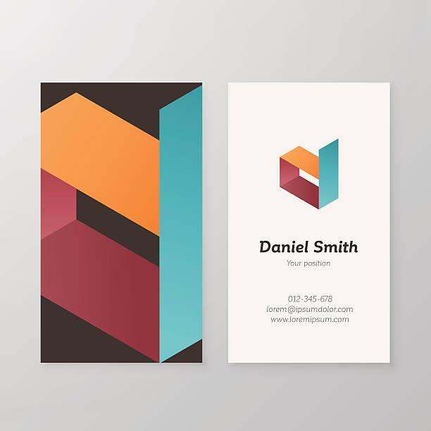 Business card isometric logo letter D vector template. vector art illustration