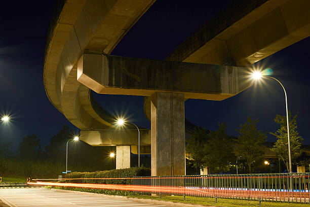 istock Light trails on the expressway road at night 537908194