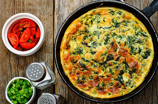 istock baked omelette with spinach, dill, parsley and green onions 537922871