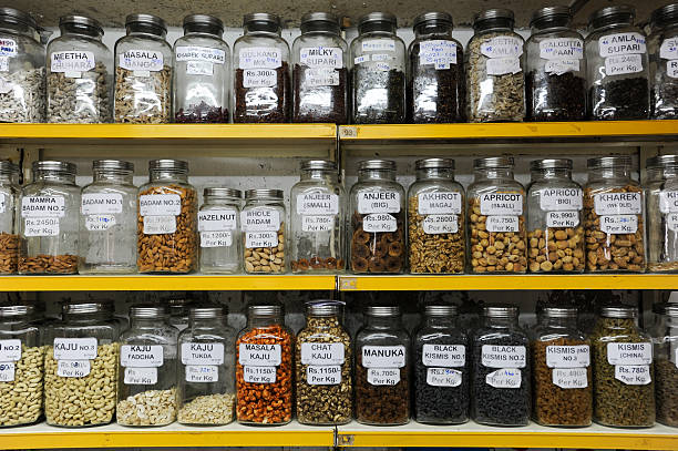 istock Bottles on a spices shop of Mumbai 537923821