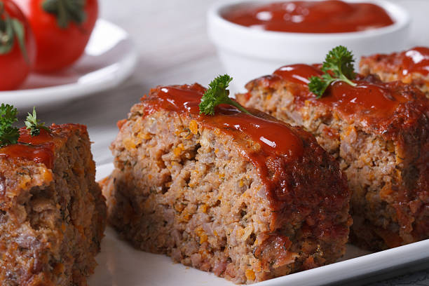 istock Meat Loaf Closeup sliced on a plate, horizontal 537923841