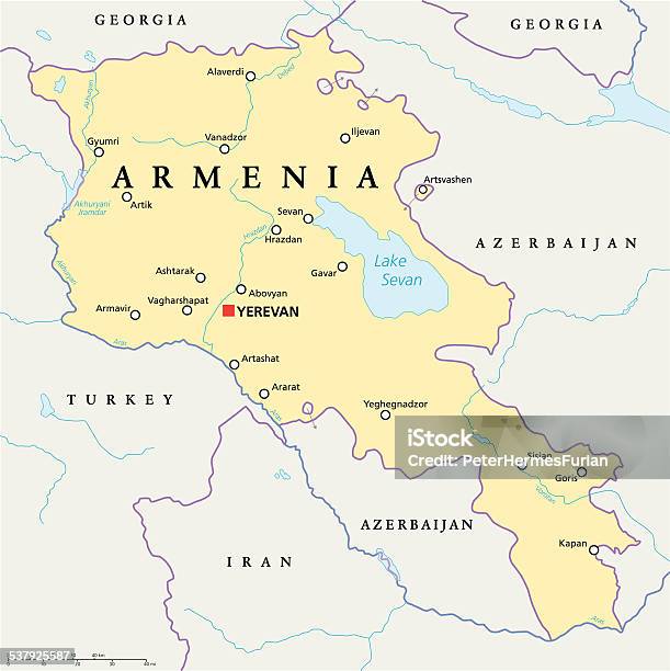 Armenia Political Map Stock Illustration - Download Image Now - Armenia - Country, Map, Caucasus