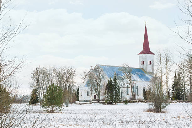 istock Countryside church in winter 537925827