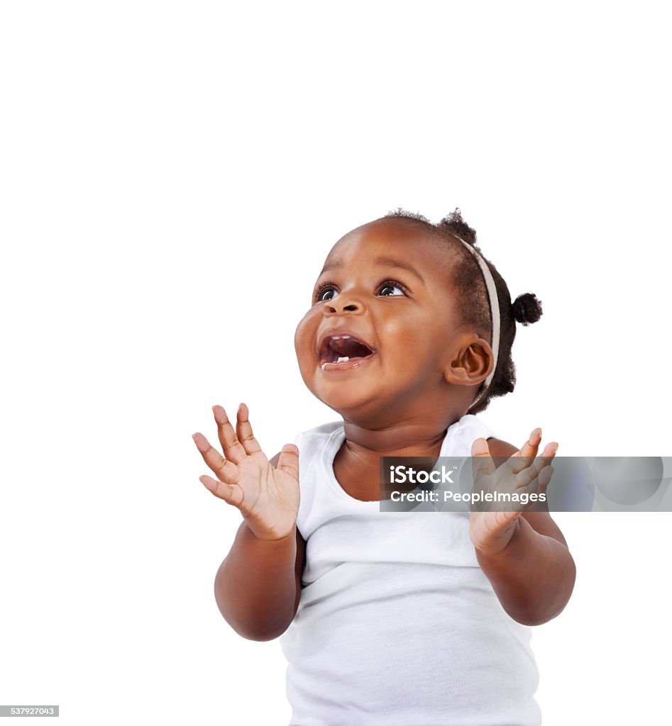 You got it in my favorite colour Studio shot of an adorable baby girl isolated on white Baby - Human Age Stock Photo