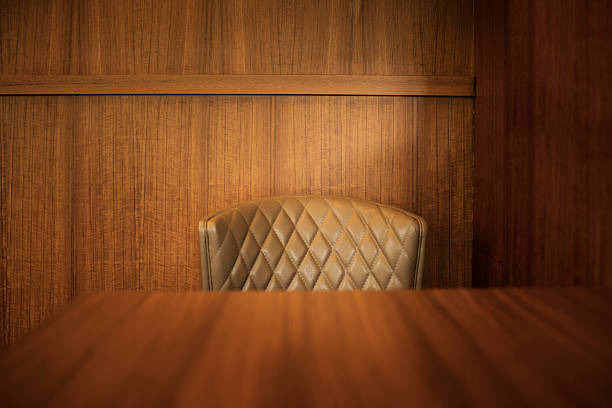 istock Classical wooden dining table and leather dining chair 537928703