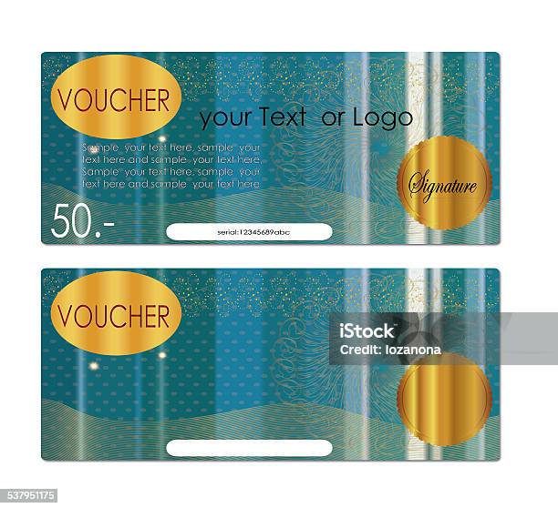 Voucher Gift Certificate Stock Photo - Download Image Now - Gold Colored, Ticket, 2015