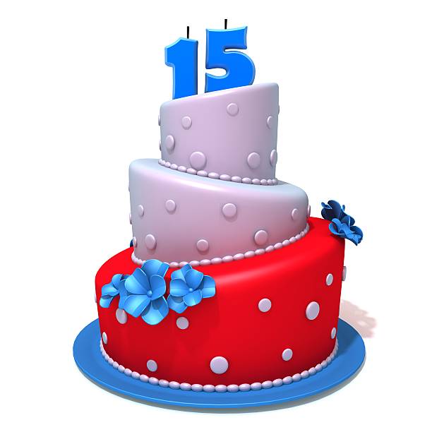 istock Birthday cake with number fifteen 3d illustration 537953633