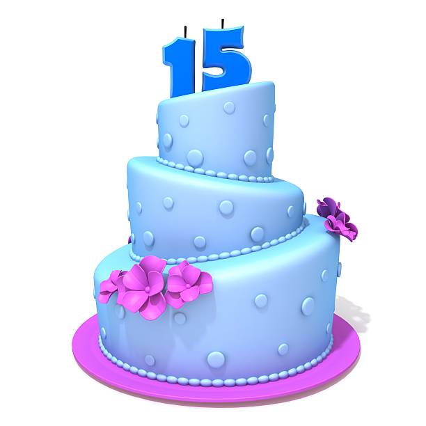 istock Birthday cake with number fifteen 3d illustration 537953639