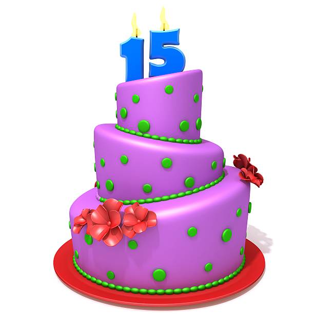 istock Birthday cake with number fifteen 3d illustration 537954169