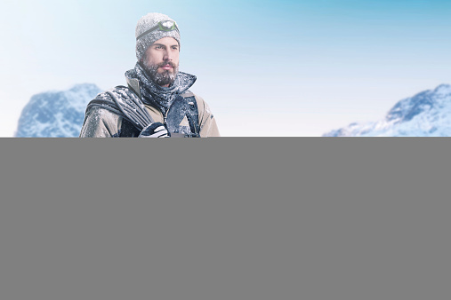 Shot of a male hiker in extreme terrain