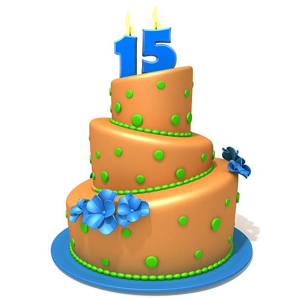istock Birthday cake with number fifteen 3d illustration 537956659
