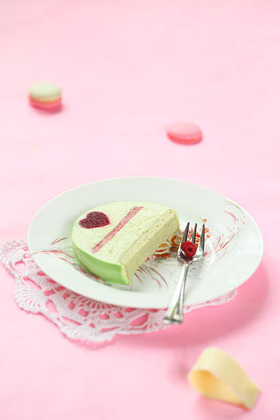 istock Piece of Pistachio Raspberry Yule Log 537972259