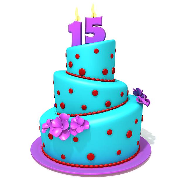 istock Birthday cake with number fifteen 3d illustration 537972501