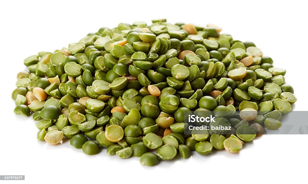 Green split peas Heap of green split peas isolated on white background Dry Stock Photo