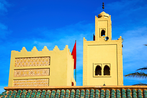 the history  symbol  in morocco  africa  minaret religion and  blue    sky