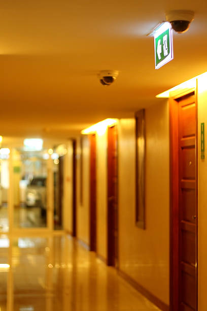 istock Hallway of apartment building in yellow tungsten light. 537986233