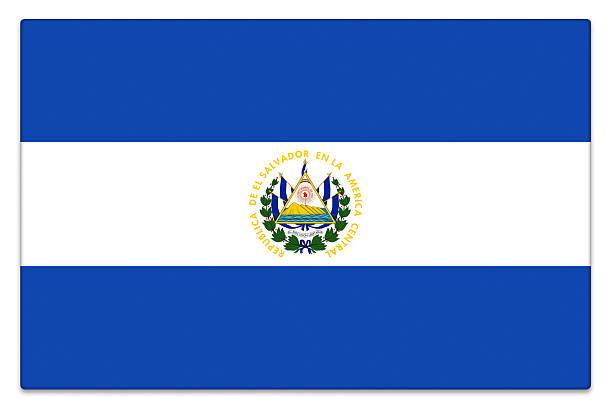 глянцевые флаг сальвадора на белом - salvadoran flag стоковые фото и изображения