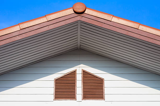 istock Urban roof gable with blue sky 537988361