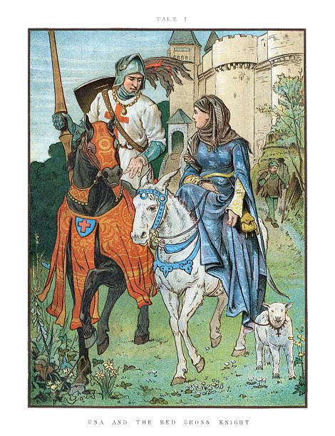 una i czerwony krzyż knight - warhorse stock illustrations