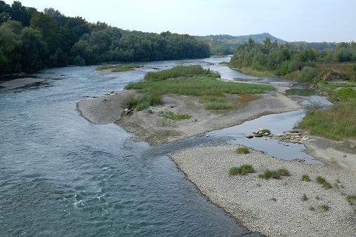 River in surroundings a violent vegetation