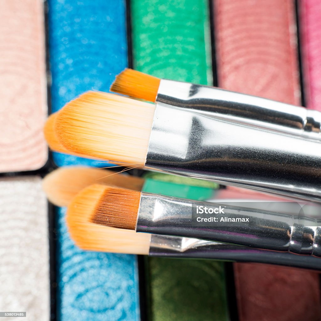 Cosmetic brushes Two cosmetic brushes in macro 2015 Stock Photo