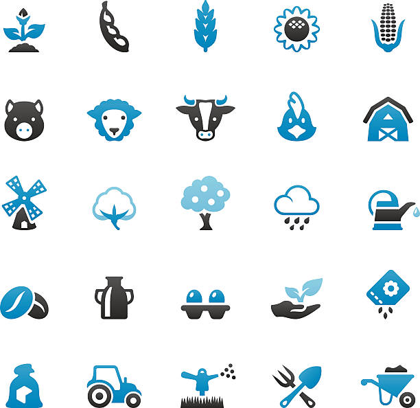 Farm and Agriculture Quartico vector icons - Farm and Agriculture beef illustrations stock illustrations