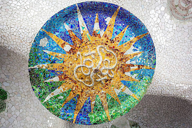 Park Guell in Barcelona, Spain is a public park system composed of gardens and architectonic elements located on Carmel Hill, in Barcelona, Catalonia (Spain).