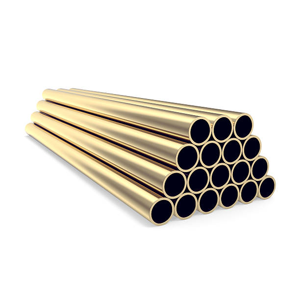 istock Gold pipes isolated on white background. 3d illustration 538025524