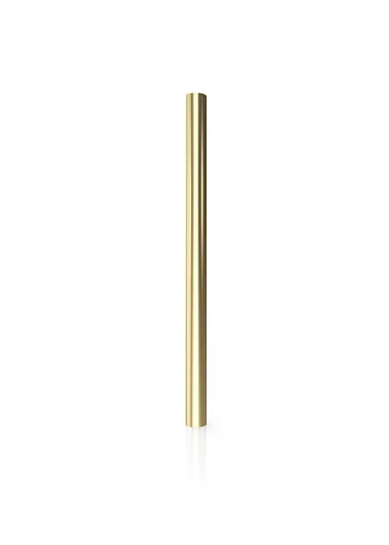 istock Gold pipes isolated on white background with reflect floor. 3d 538025586