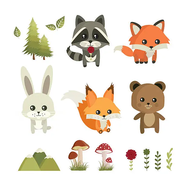 Vector illustration of Forest animals
