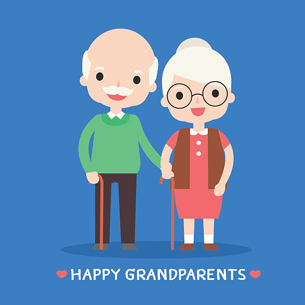 illustrations, cliparts, dessins animés et icônes de illustration de heureux grands-parents - senior couple senior adult senior women grandmother