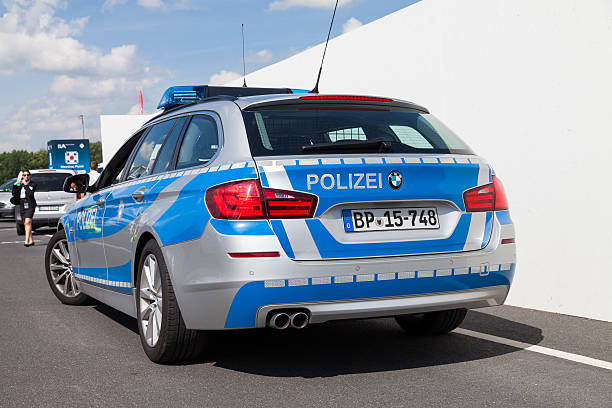 Berlin, Germany - June 3, 2016: BERLIN / GERMANY - JUNE 3, 2016: german police car stands on a building in Berlin / Germany on may 3, 2016.