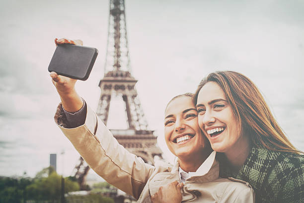 istock Two young women making selfie in Paris city 538032430
