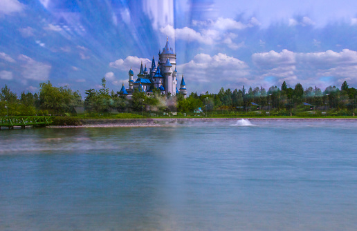 Close-up of fairy tale castle in Sazova park in Eskisehir. Eskisehir Anatolian tourism center