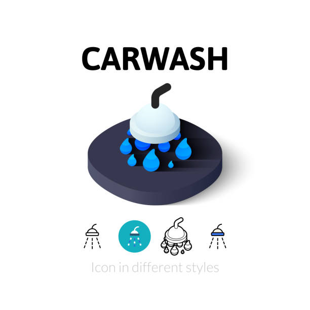 carwash 아이콘크기 다른 스타일로 - car isolated three dimensional shape white background stock illustrations