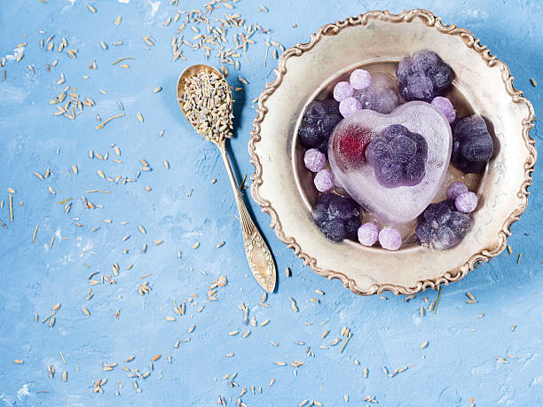 istock Lavender ice cream flower shaped cubes 538032876