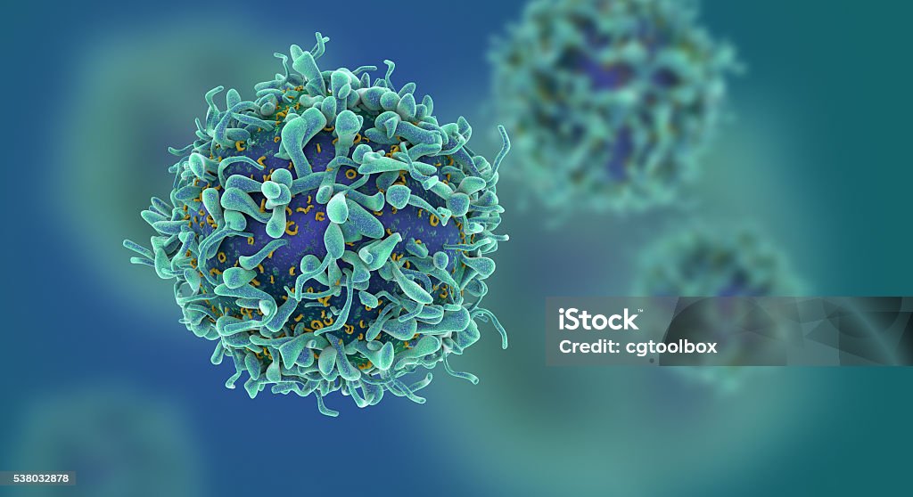 T-cell background CG render of T-cells in shallow depth of field T-Cell Stock Photo