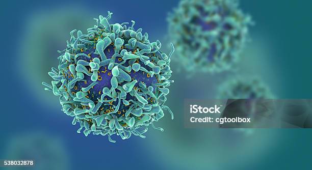 Tcell Background Stock Photo - Download Image Now - T-Cell, Cancer - Illness, Biological Cell