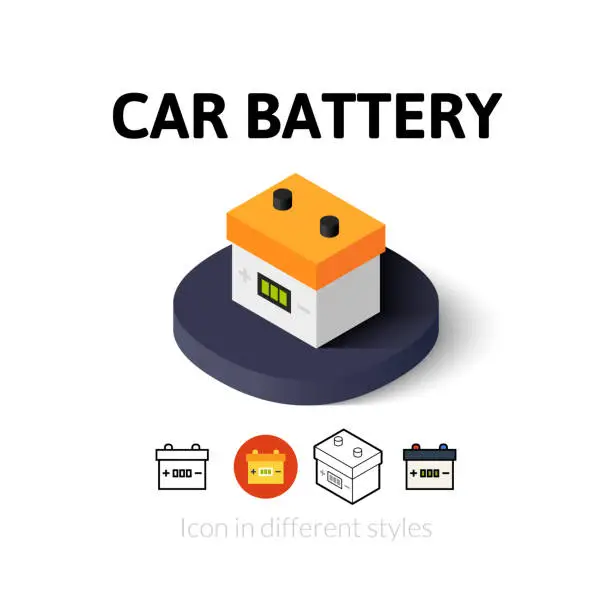 Vector illustration of Car battery icon in different style