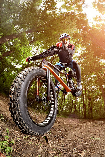 istock Bicycle rider in the woods 538033092