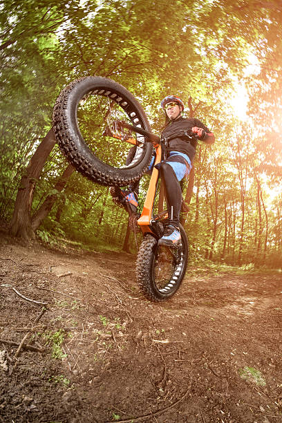 istock Bicycle rider in the forest 538033304