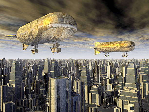 istock Fantasy airships over a megacity 538033312