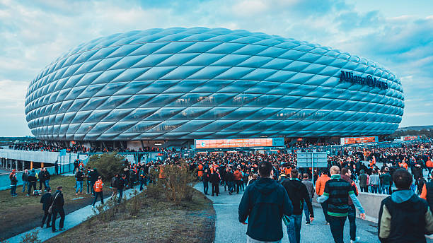 Allianz Arena at Munich with thousands of fans stock photo