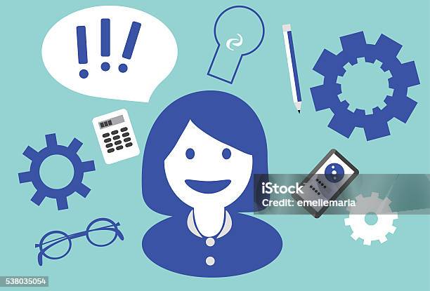 Busy Modern Woman Multitasking With Many Things On Her Mind Stock Illustration - Download Image Now