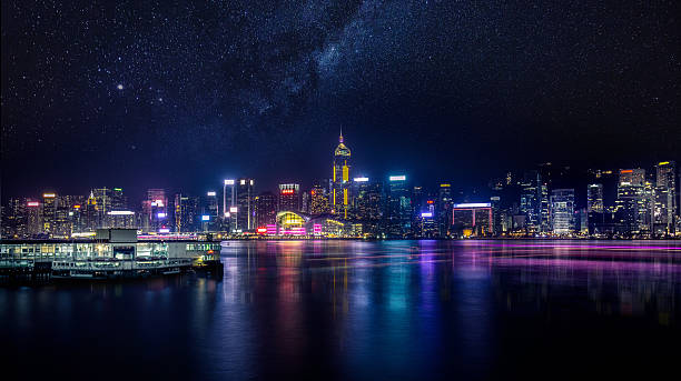 istock Hong Kong Victoria harbor night under Milky Way 538035828