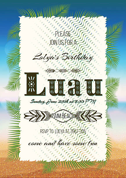 hawaii party, luau-fest plakat, flyer, einladung - hawaii islands luau hula dancing hawaiian culture stock-grafiken, -clipart, -cartoons und -symbole