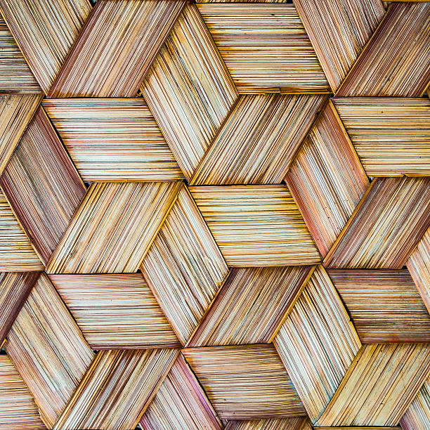 Pattern of Thai style bamboo handcraft background Pattern of Thai style bamboo handcraft texture background multi colored woven macro mesh stock pictures, royalty-free photos & images