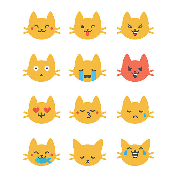 cat emoticons - hayvan gözü stock illustrations