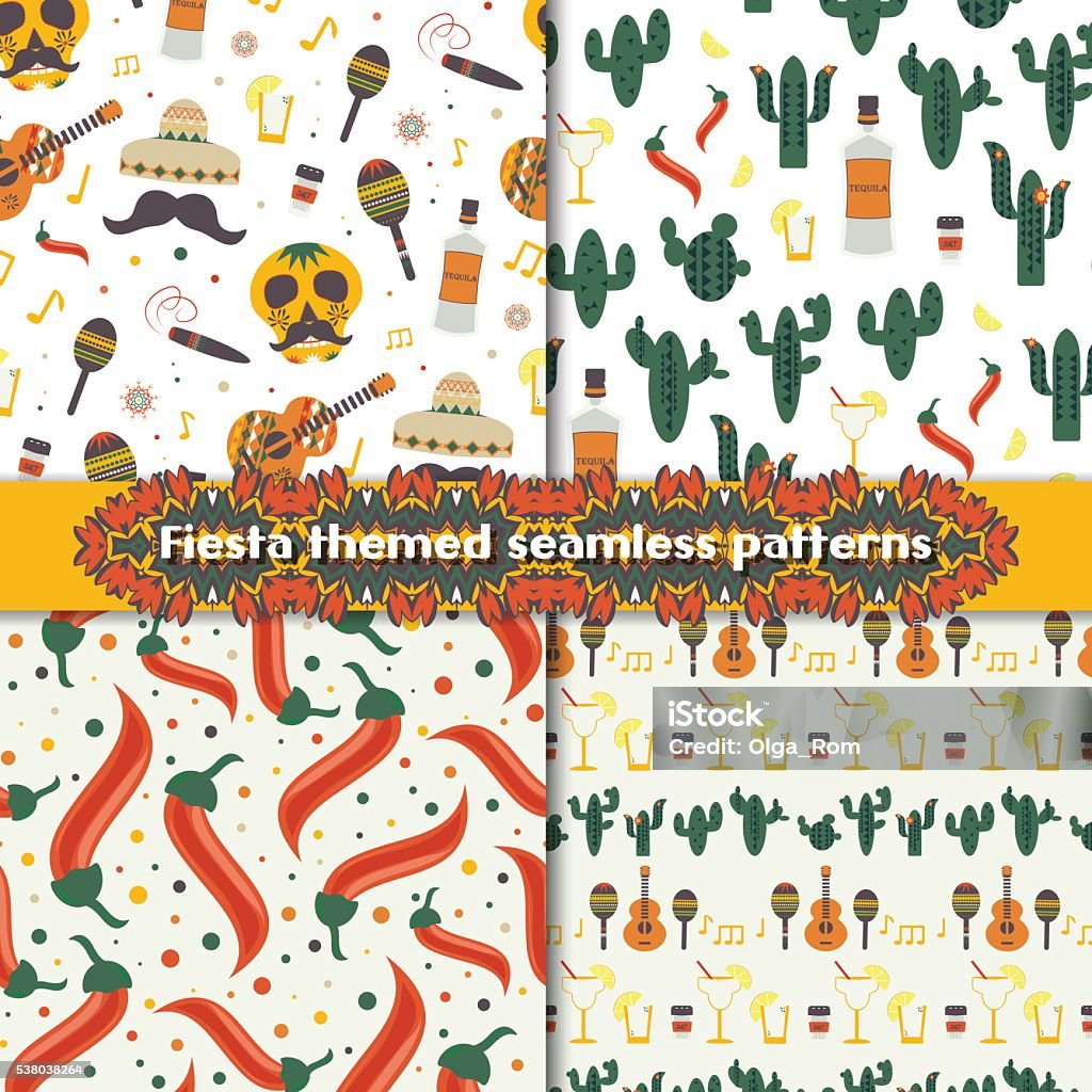Fiesta Pattern Vector Fiesta Seamless Patterns Set With Traditional Mexican Symbols Stock ...