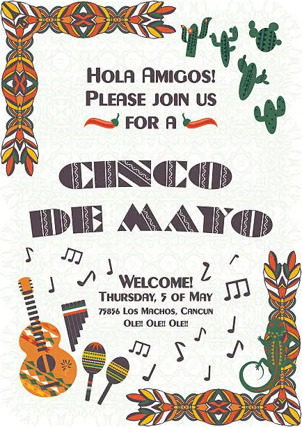 Vector illustration of Cinco de Mayo Mexican festive poster template